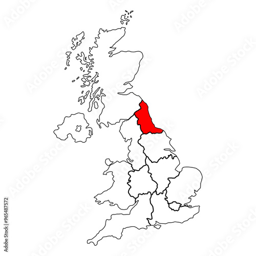 North east of United Kingdom of Great Britain and Northern Ireland map, detailed web vector