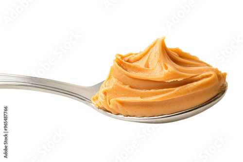 Peanut Butter in the spoon isolated on a transparent background
