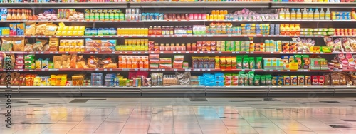 Wallpaper Mural Brightly lit supermarket aisle with diverse grocery products Torontodigital.ca