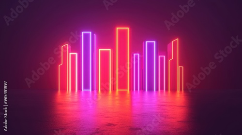 Neon Lights Illuminating Futuristic Cityscape in Stunning