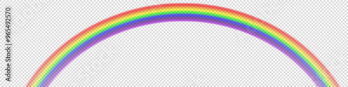 Rainbow on transparent background. Realistic rainbows in different shape and size. Rainbow, effect after rain. Vector illustration. Transparent rainbows. Downpour, hail rainy weather. png	
