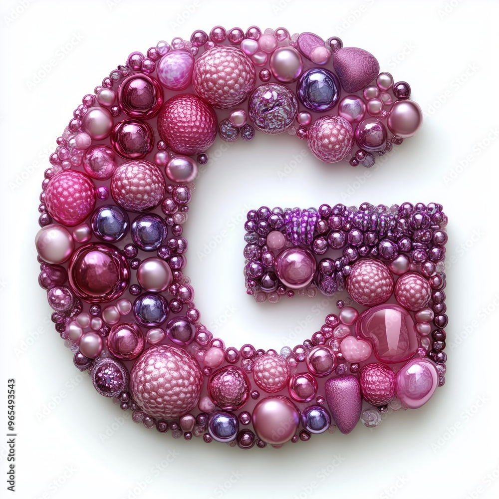 A Stylized Letter G Composed of Pink and Purple Spheres