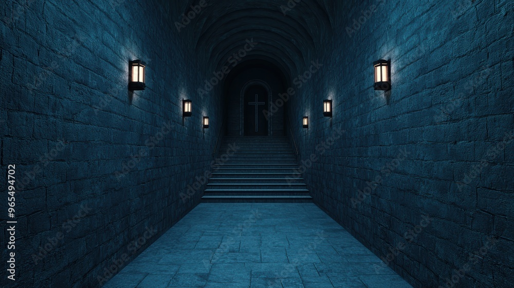 Fototapeta premium Cryptic Gothic Elegance: Model of an Eerie Crypt in