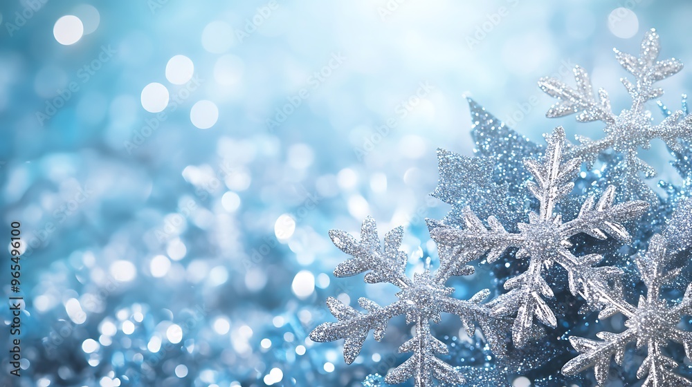 Shimmering Blue and Silver Christmas Background with Snowflakes, Offering Space for Custom Text, Perfect for Holiday Marketing or Cards Shimmering Blue and Silver Christmas Background with Snowflakes, Offering Space for Custom Text, Perfect for Holiday Marketing or Cards