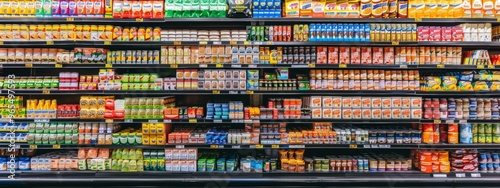 Wallpaper Mural Assorted grocery items neatly arranged on supermarket shelves Torontodigital.ca