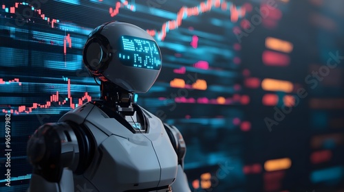 AI Robot Analyzing Stock Market Data