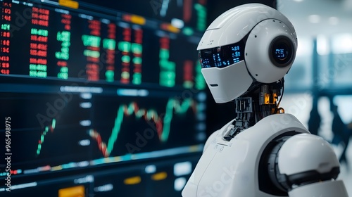 AI Robot Analyzing Stock Market Data