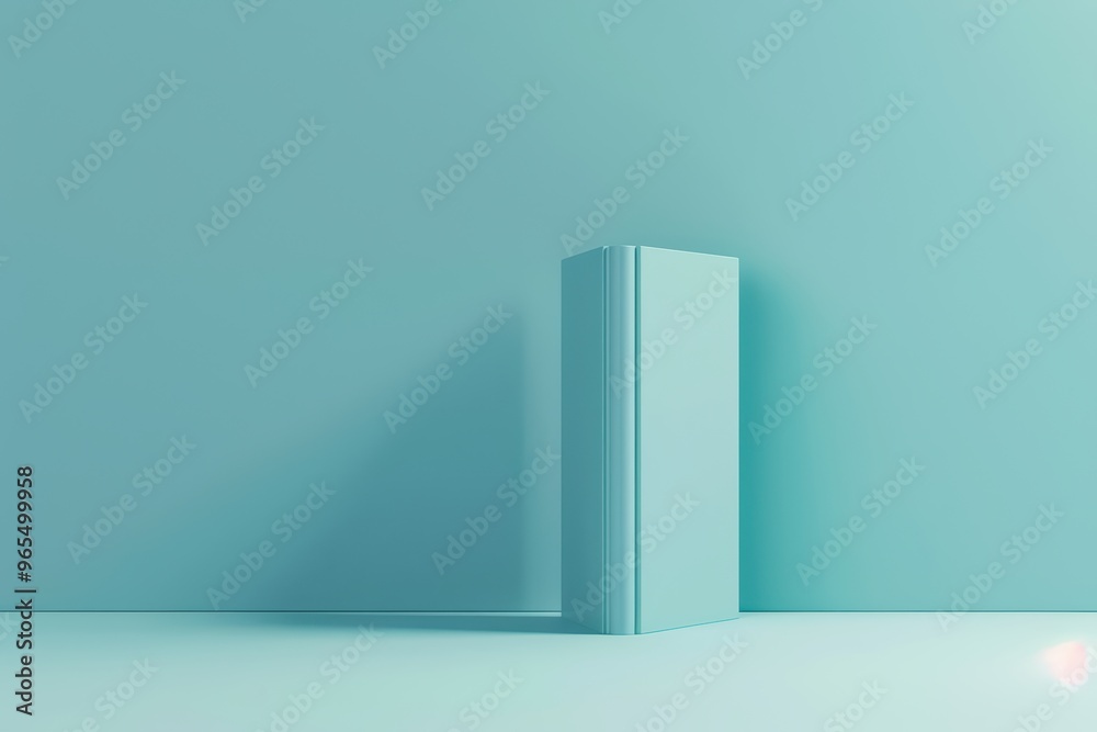 A minimalistic and modern teal book standing against a soft matching background, perfect for design and creative projects. A minimalistic and modern teal book standing against a soft matching background, perfect for design and creative projects.