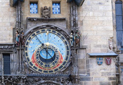 Sticker Medieval astronomical clock on Old Town Hall in Prague, Czech