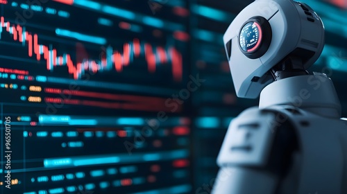 AI Robot Analyzing Stock Market Data