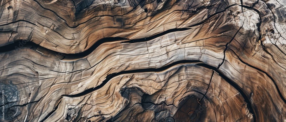 Naklejka premium Close-up of an intricately textured piece of tree bark, showcasing its natural patterns and aged beauty.