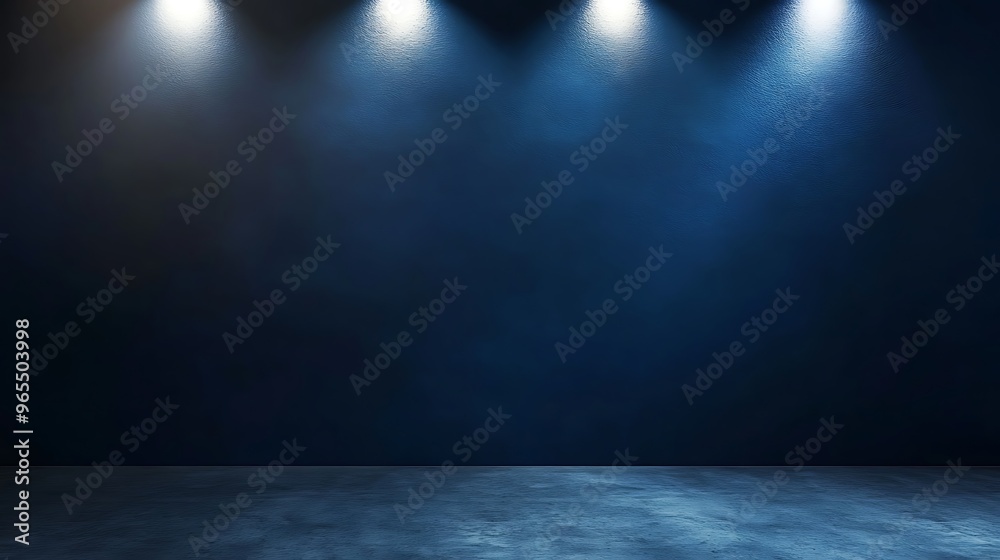 Navy blue wall with a cool spotlight shining from above at a wide angle, creating a smooth gradient and room for minimalist text or branding. Navy blue wall with a cool spotlight shining from above at a wide angle, creating a smooth gradient and room for minimalist text or branding.