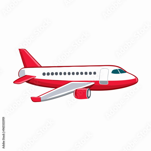 Large red airplane vector on a isolated white background (2)