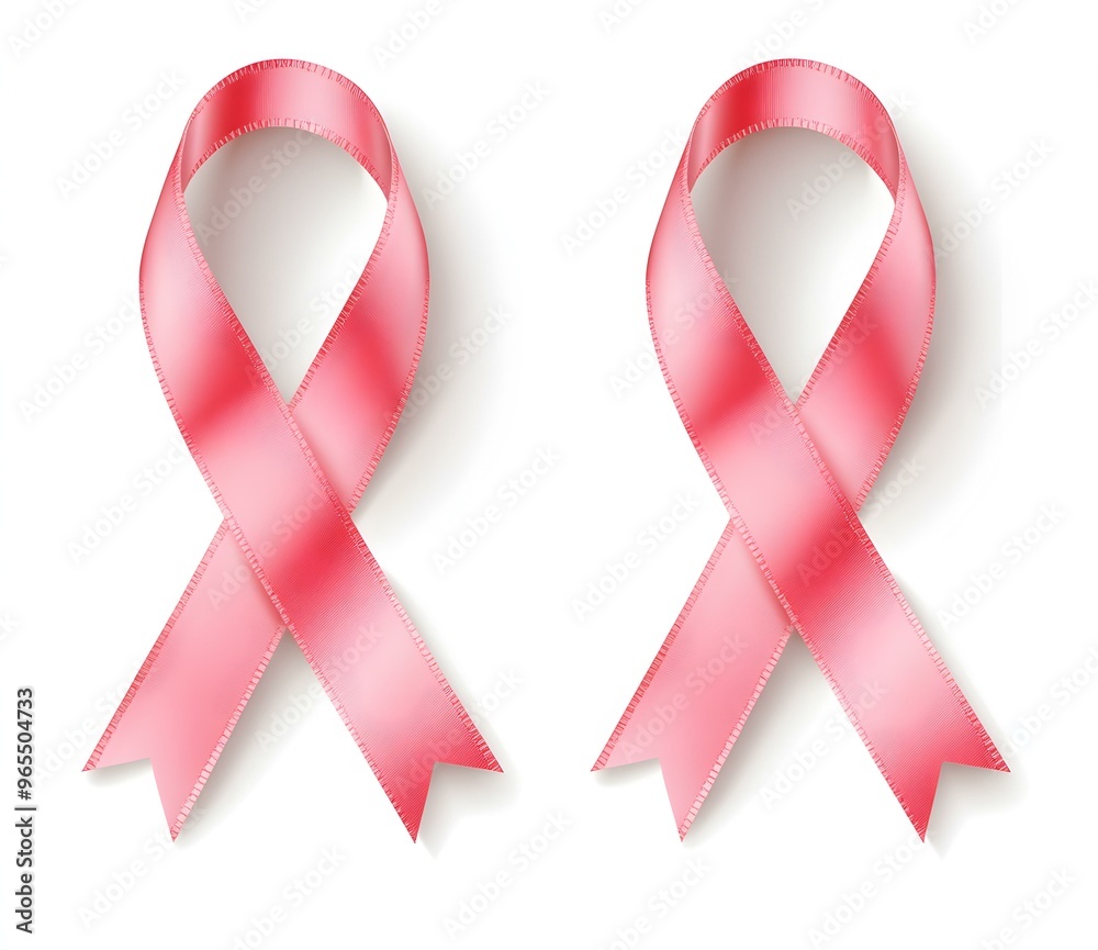 Pink ribbon cancer awareness icons, vibrant symbols promoting support ...