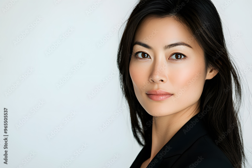 Business portrait of middle age Asian woman isolated on white background Business portrait of middle age Asian woman isolated on white background