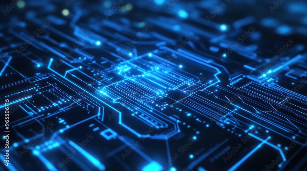 Abstract Circuit Board with Glowing Blue Lines Abstract Circuit Board with Glowing Blue Lines