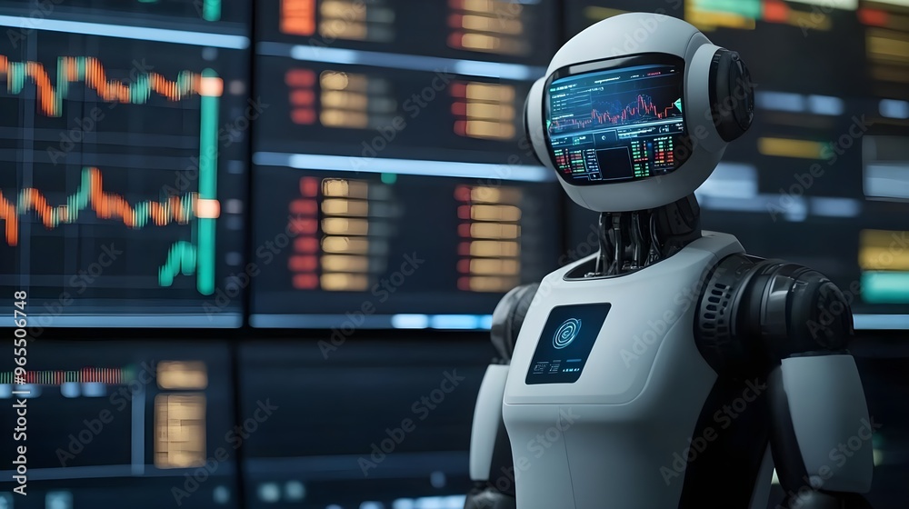 AI Robot Trading Stock Market Data, Future Technology AI Robot Trading Stock Market Data, Future Technology