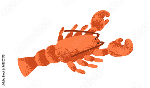 Lobster with claws, fresh seafood. Marine animal with claws, pincers. Gourmet...