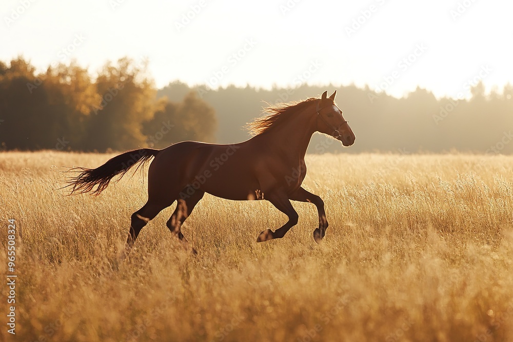 Horse galloping freely in an open field Horse galloping freely in an open field