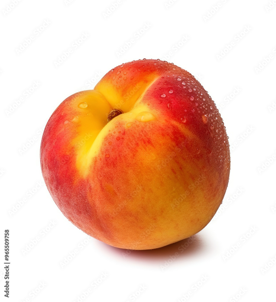 A fresh whole peach on a white background, with high resolution photography A fresh whole peach on a white background, with high resolution photography