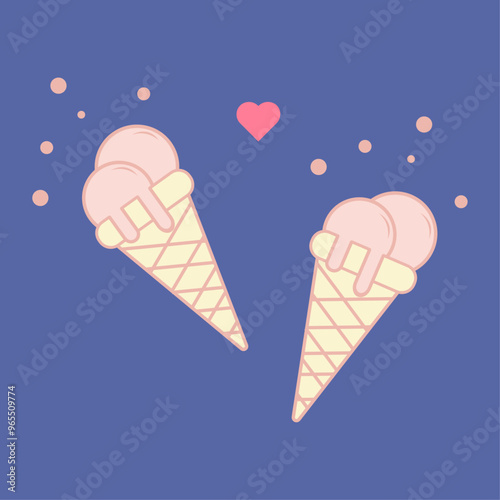 Ice cream in blue background
