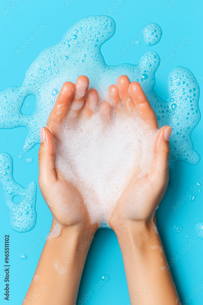 hands with soap foam hands with soap foam