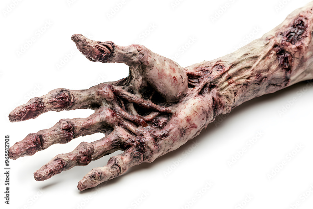Human scary zombie hand isolated on a white background. Human scary zombie hand isolated on a white background.