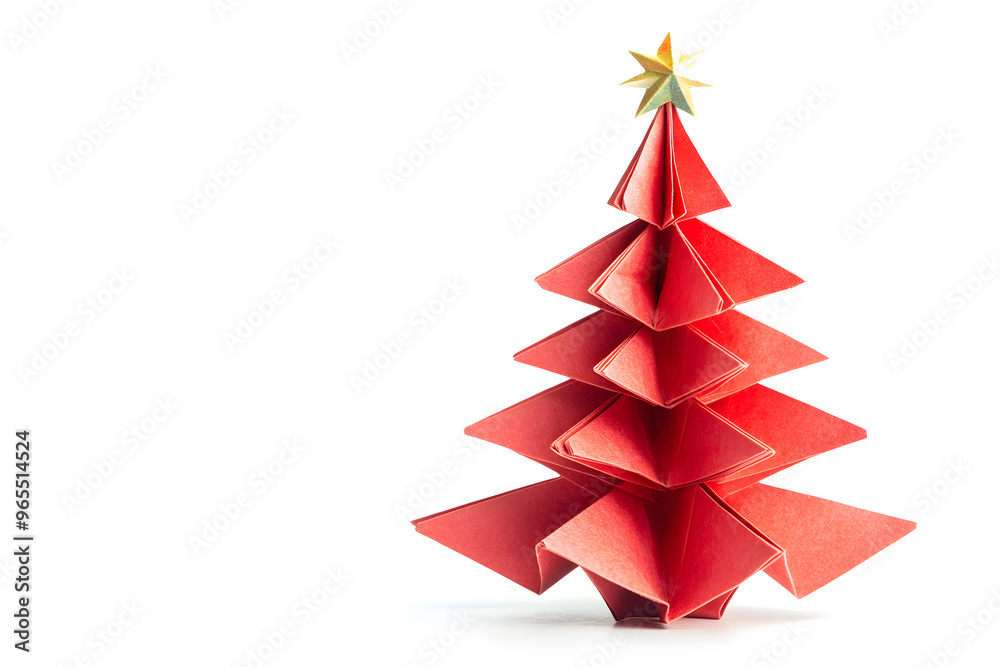 Origami paper Christmas tree isolated on white background Origami paper Christmas tree isolated on white background