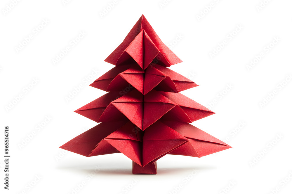 Fototapeta premium Origami paper Christmas tree isolated on white background