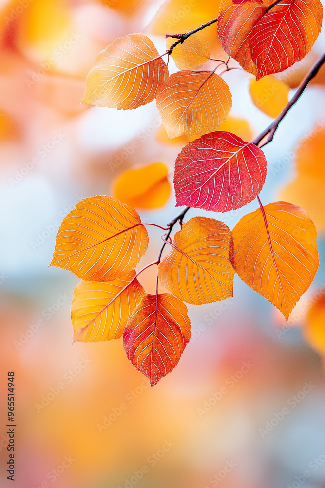 A branch with yellow leaves is shown in a photo A branch with yellow leaves is shown in a photo