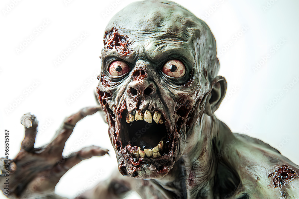 Scary zombie portrait isolated on white background Scary zombie portrait isolated on white background