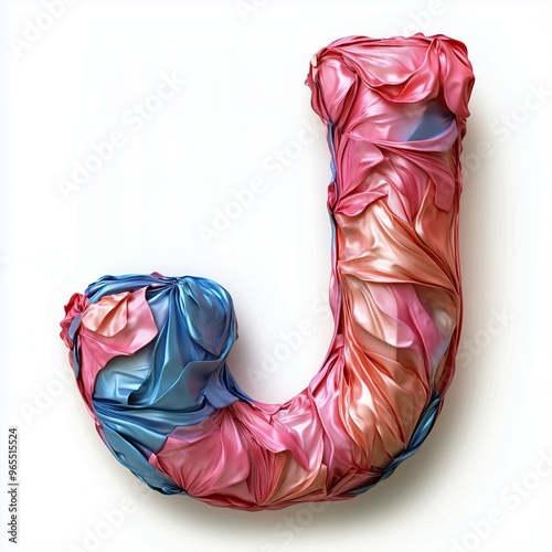 The Letter J Formed with Draped Pink and Blue Fabric photo