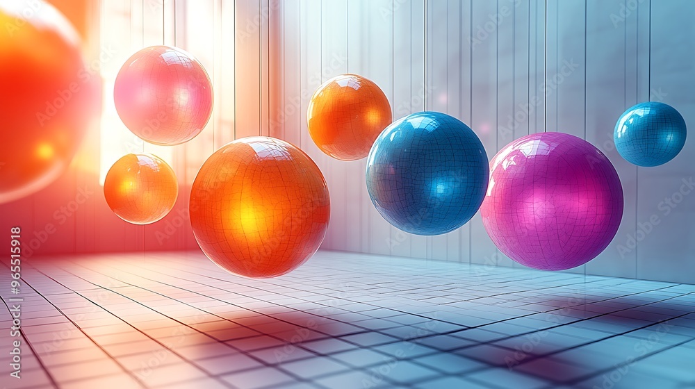 A colorful 3D papercraft bubble chart, bright paper spheres suspended at different heights and sizes, hovering over a clean paper grid, soft glowing light, shadows cast below for depth, A colorful 3D papercraft bubble chart, bright paper spheres suspended at different heights and sizes, hovering over a clean paper grid, soft glowing light, shadows cast below for depth,