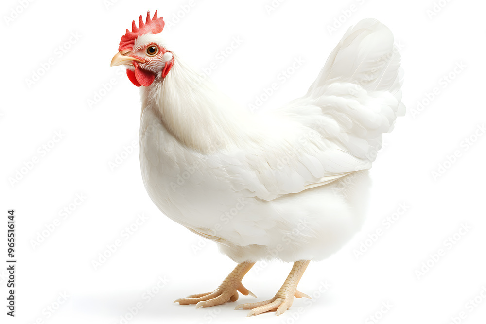 Fototapeta premium White hen isolated on white background