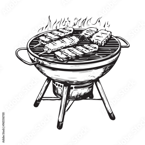 Barbecue grill vector illustration on white background