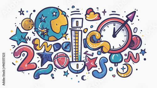 Countdown to 2024 Loading Bar Doodle Design for Web or Print