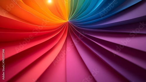 Fototapeta Naklejka Na Ścianę i Meble -  A colorful 3D papercraft radar chart, radial strips of paper fanning outward, connected at the center, 3D nodes placed at varying lengths, glowing light casting soft shadows, sharp paper details,