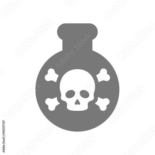 Toxic, poison vector icon. Poisonous test tube with skull and crossbones symbol.