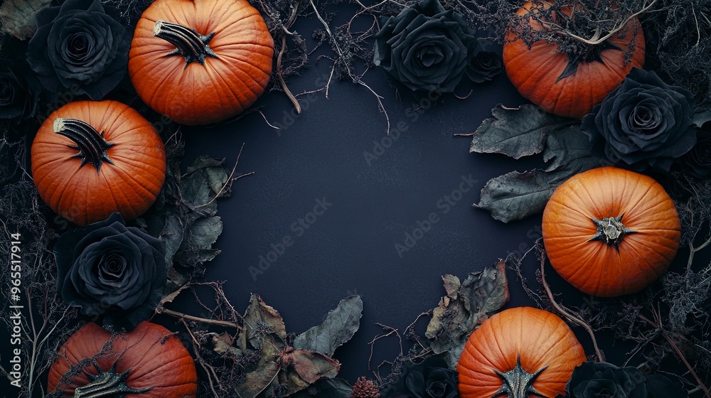Gothic Pumpkin and Dried Plant Display