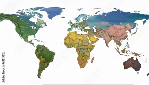 Isolated PNG of a world map with climate zones