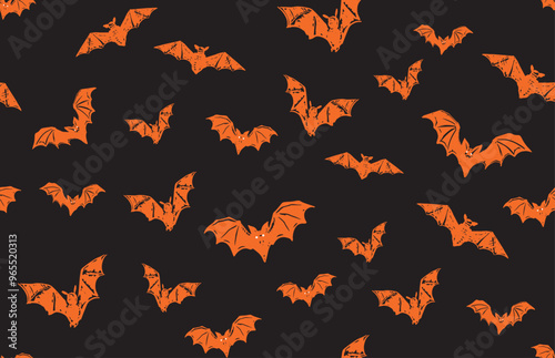 Halloween, bat hand drawn pattern.