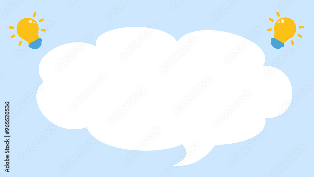 Fototapeta premium Speech bubble white color and idea light bulb on blue background
