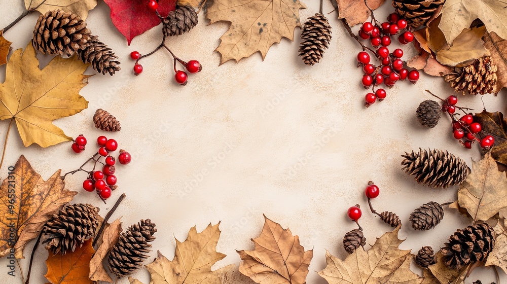 Seasonal Display with Dried Leaves and Berries Seasonal Display with Dried Leaves and Berries