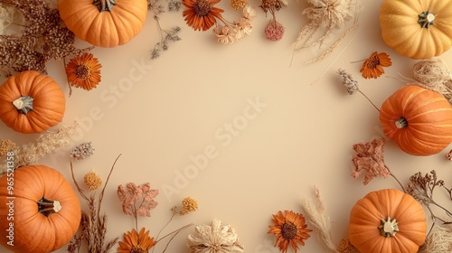 Seasonal Pumpkin and Dried Flower Arrangement