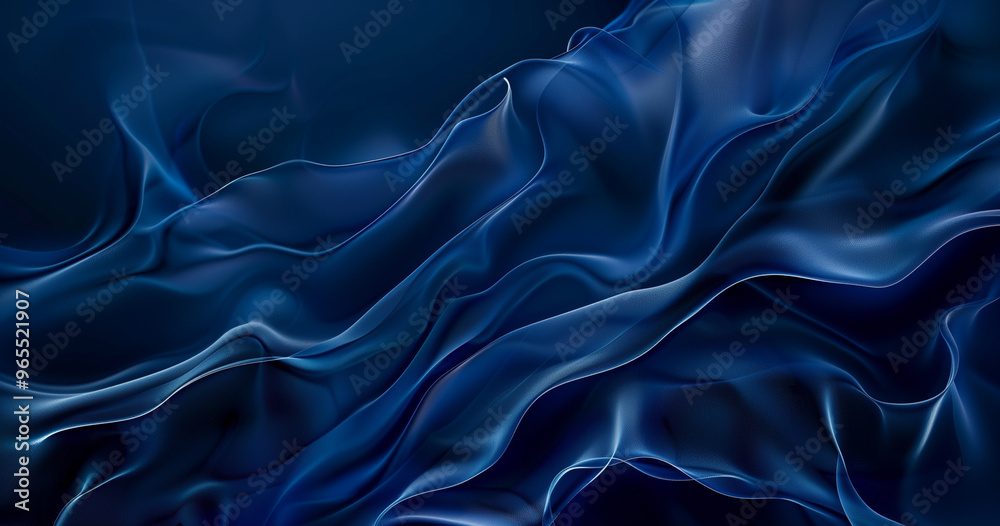 Obraz premium Abstract dark blue background with soft waves and light lines for elegant design