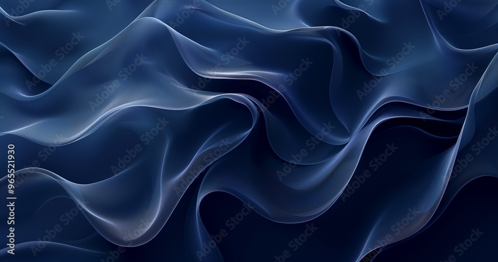 Obraz premium Abstract dark blue background with soft waves and light lines for elegant design