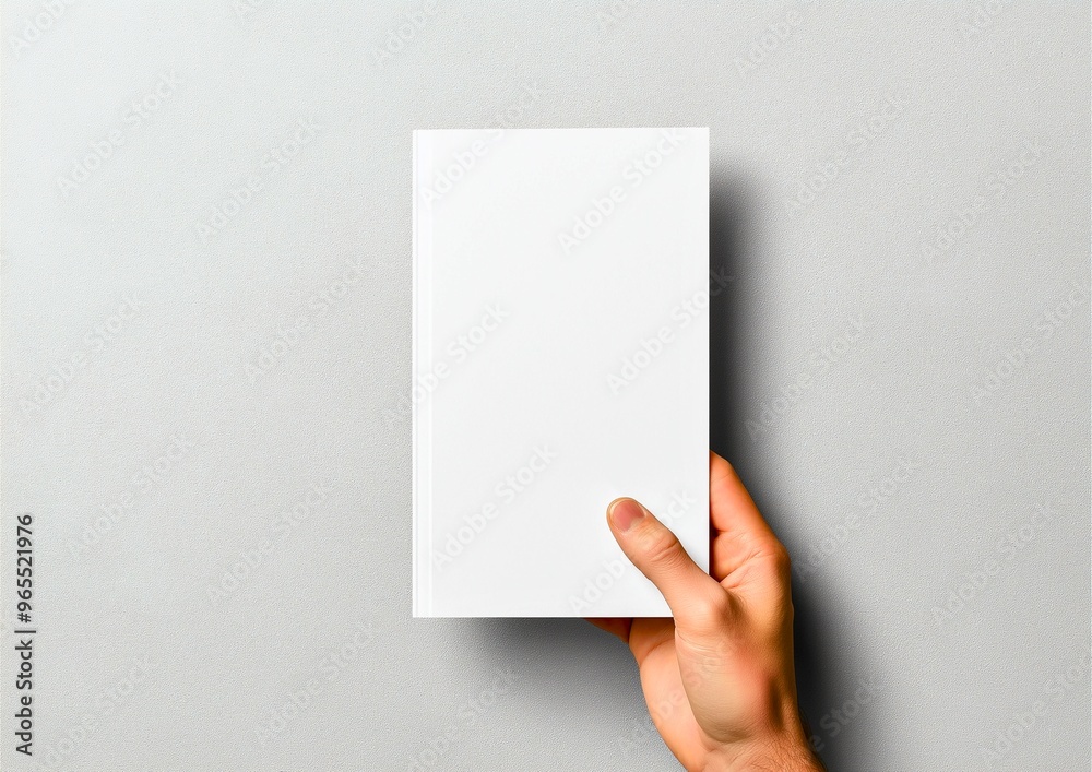 A hand holding a blank A5 flyer or invitation mock-up A hand holding a blank A5 flyer or invitation mock-up