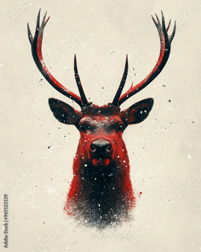 A Christmas banner with a picture of a Deer. A place for the text. An advertising banner. Retro style. Cute style. photo