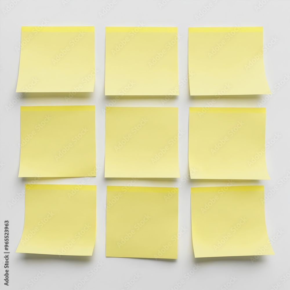 Fototapeta premium Blank sticky notes organized in a grid