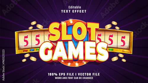 editable slot games text effect.typhography logo